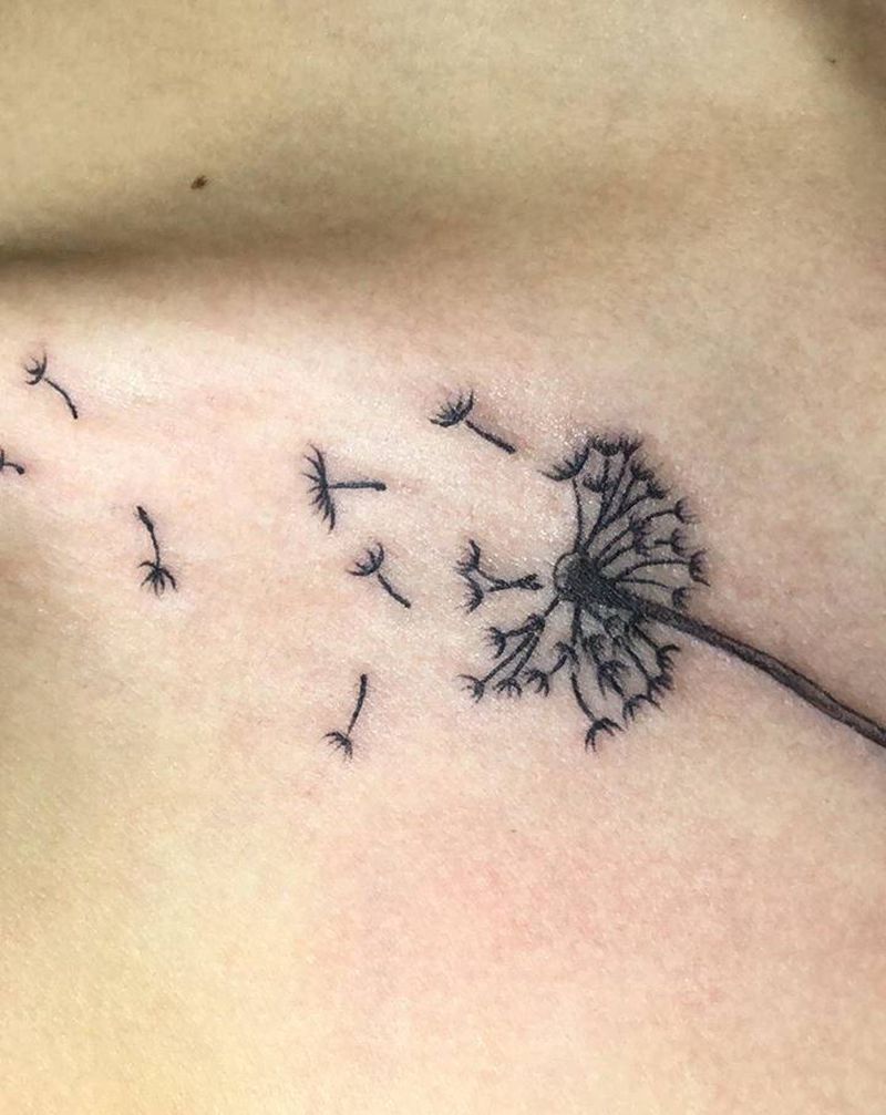 蒲公英纹身图片_胸部纹身图案