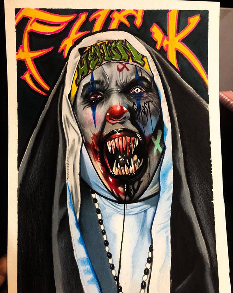 小丑招魂妹二纹身图片_欧美写实纹身图案