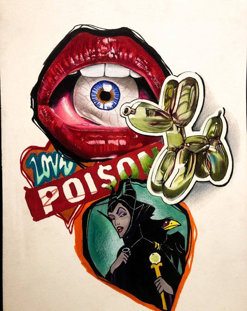 嘴纹身图片_欧美写实纹身图案