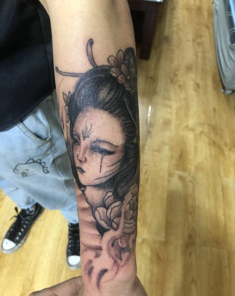 艺妓纹身图片_手臂纹身图案