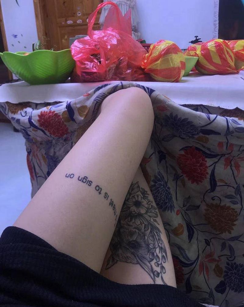 大腿 反馈图纹身图片_脚部腿部纹身图案