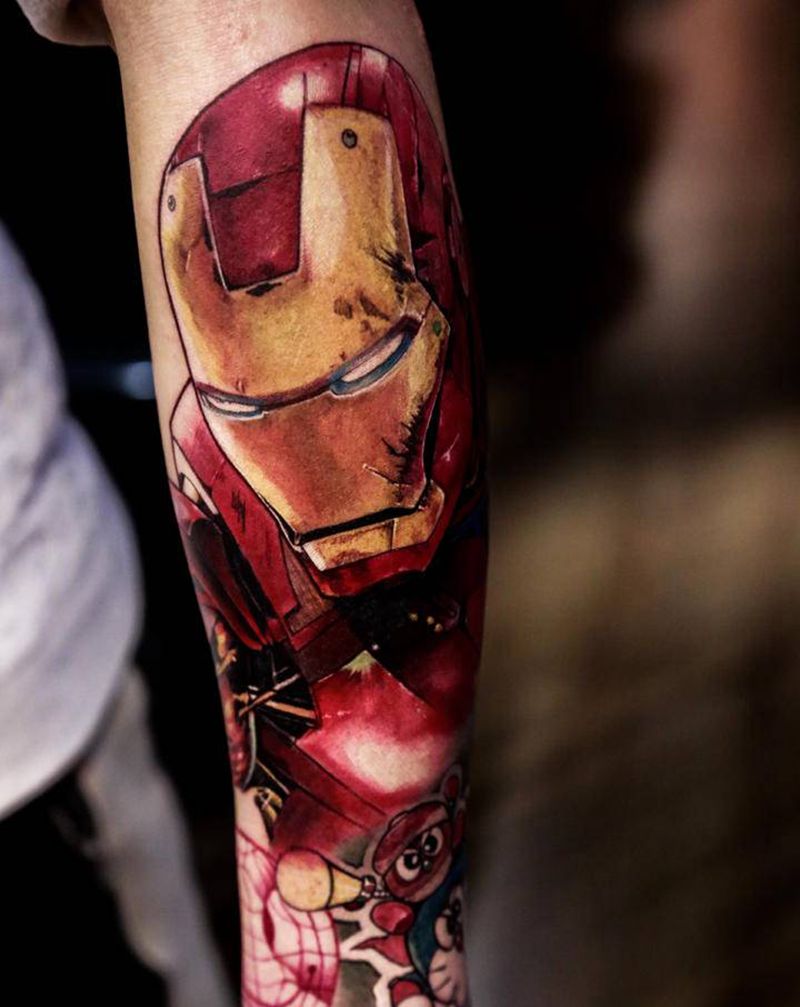 钢铁侠纹身图片_欧美写实纹身图案