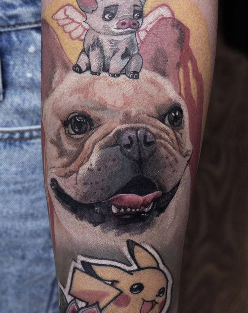 狗狗纹身图片_欧美写实纹身图案
