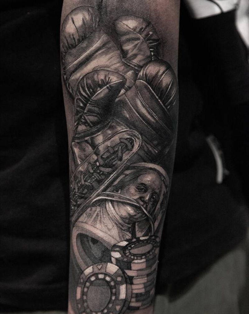 拳套纹身图片_手臂纹身图案