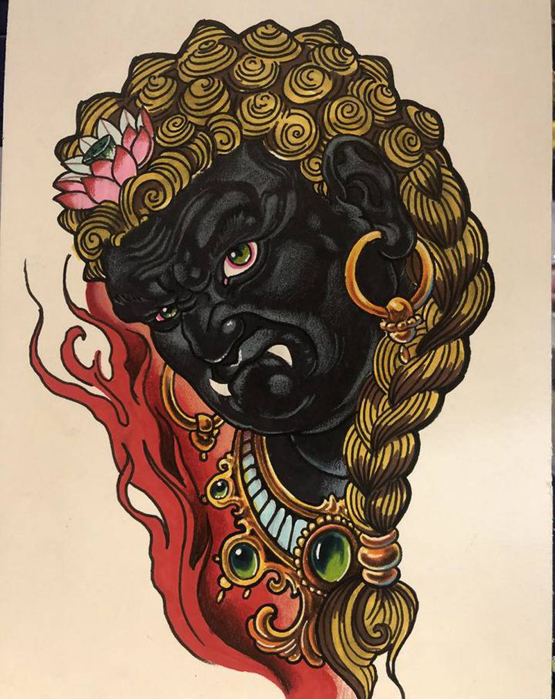 不动明王纹身图片_新传统纹身图案