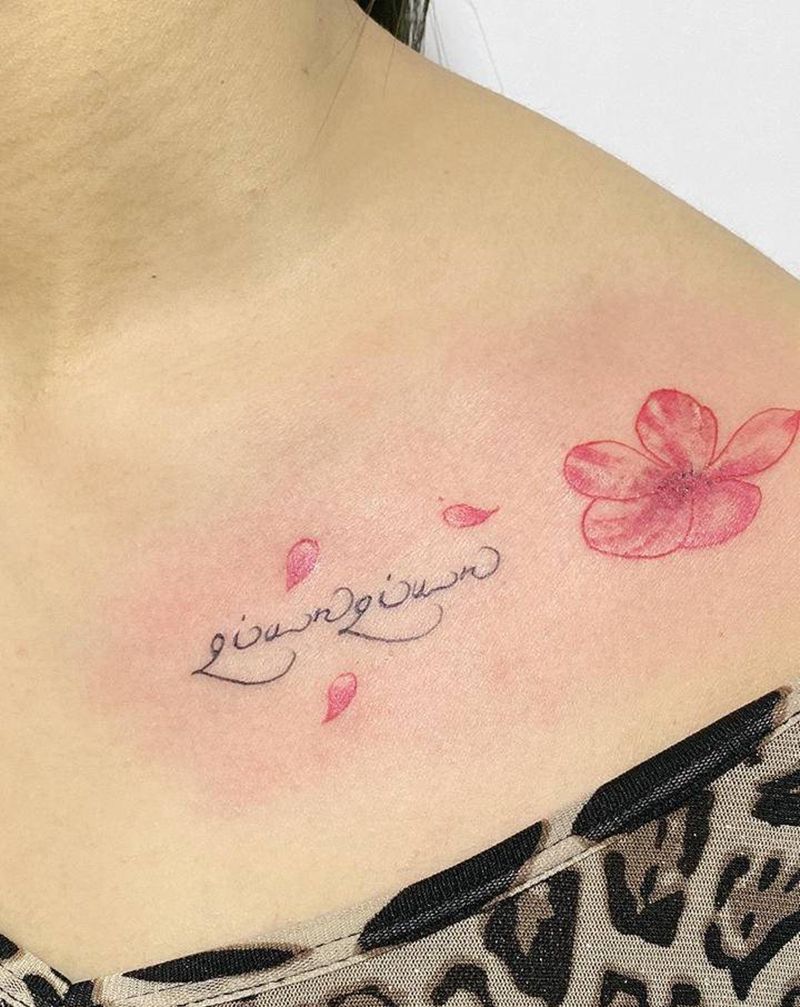 樱花纹身图片_肩部纹身图案