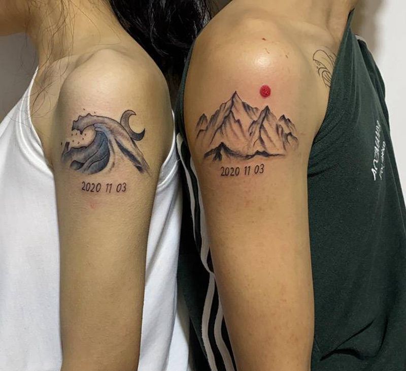 情侣图纹身图片_手臂纹身图案