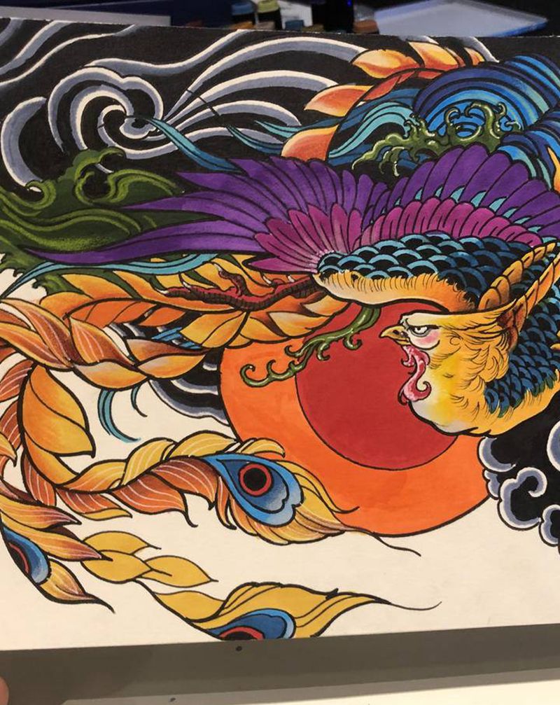 凤凰纹身图片_新传统纹身图案