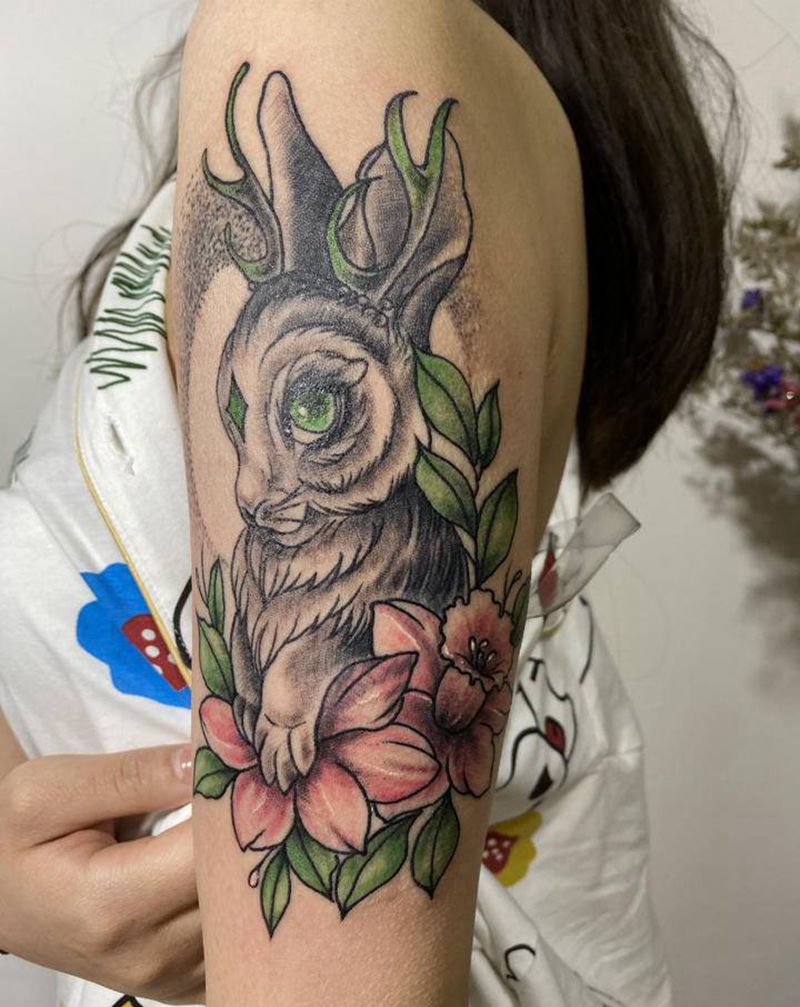兔纹身图片_手臂纹身图案