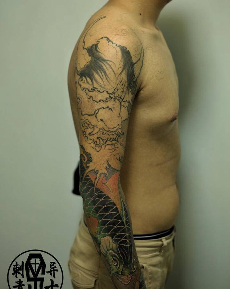 般若与驴纹身图片_手臂手部新传统老传统鱼般若纹身图案