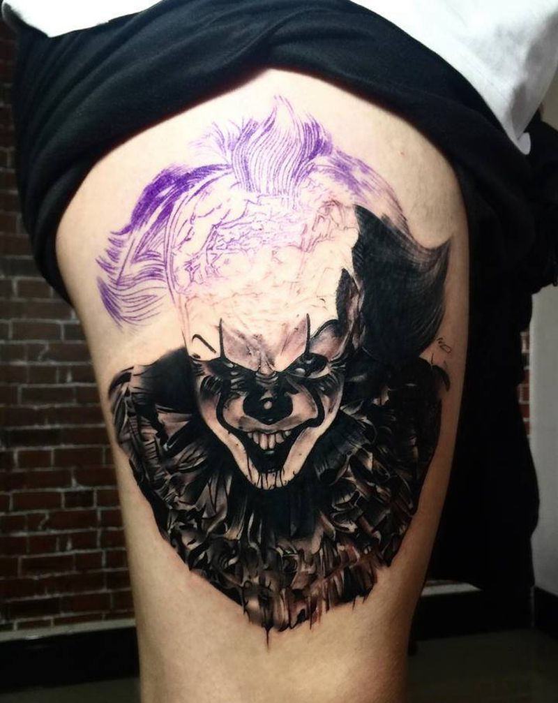 小丑 未完成纹身图片_欧美写实纹身图案