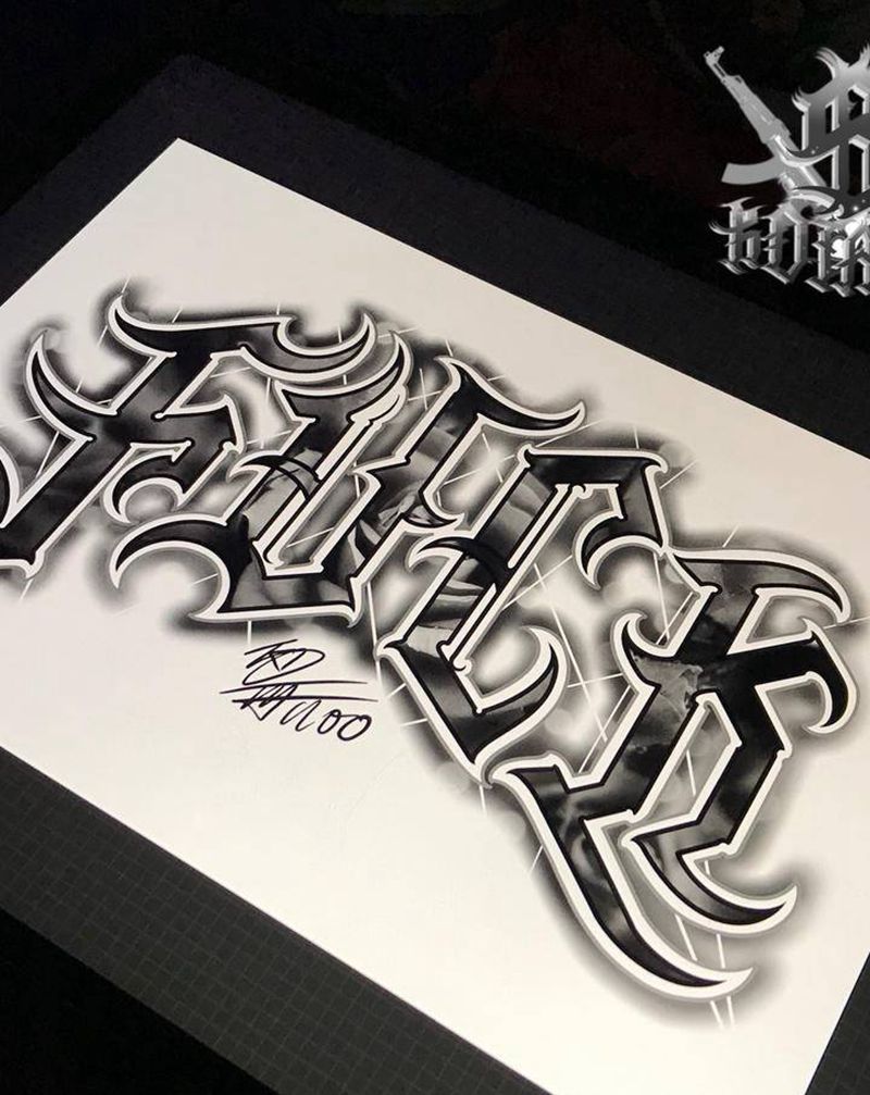 情感坎坷纹身图片_花体字纹身图案