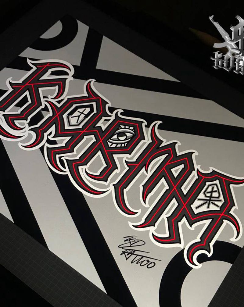 因果纹身图片_手臂腹部花体字纹身图案