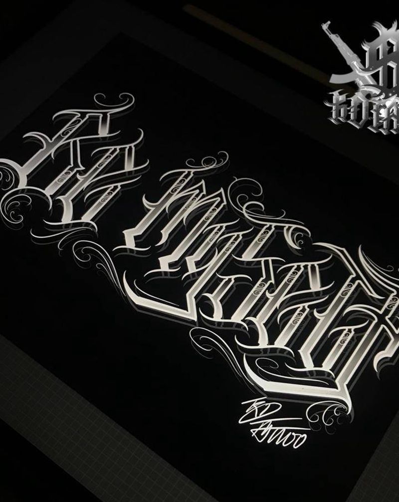 myself纹身图片_手臂花体字纹身图案