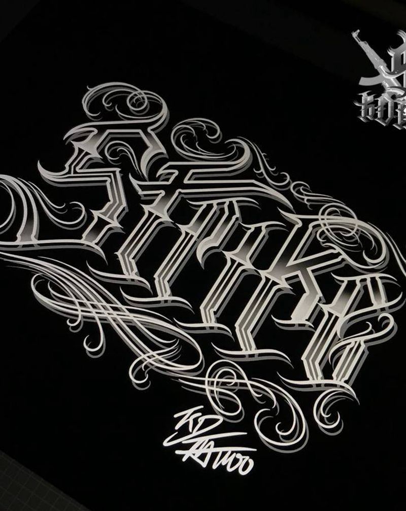 1纹身图片_花体字纹身图案
