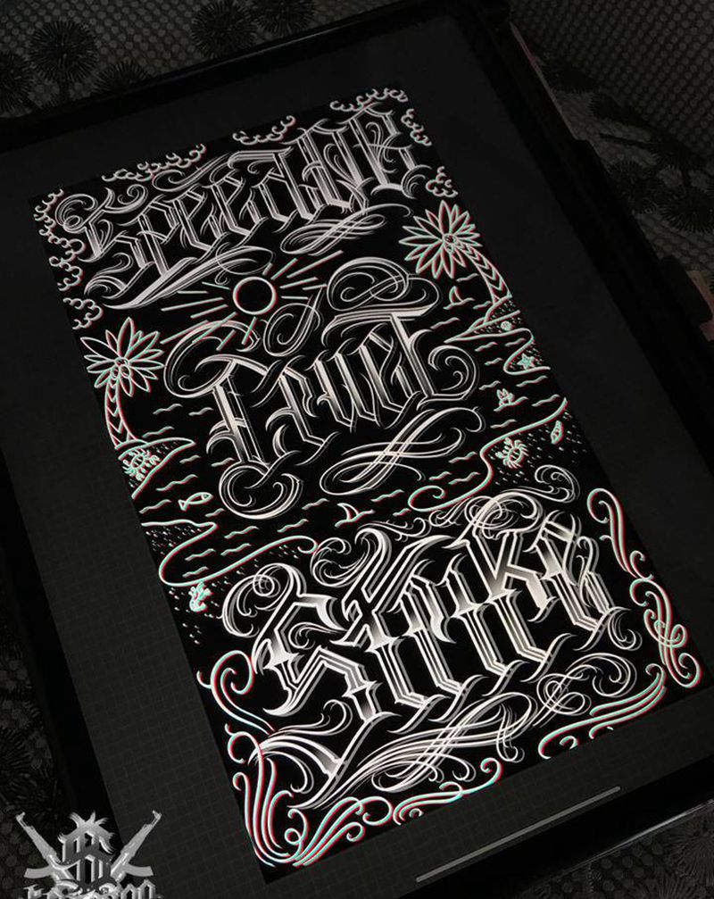 8折活动纹身图片_花体字纹身图案