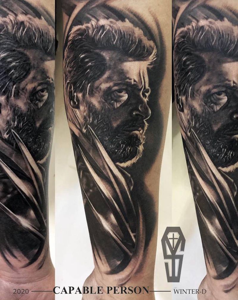 金刚狼3纹身图片_手臂手部欧美写实金刚狼纹身图案