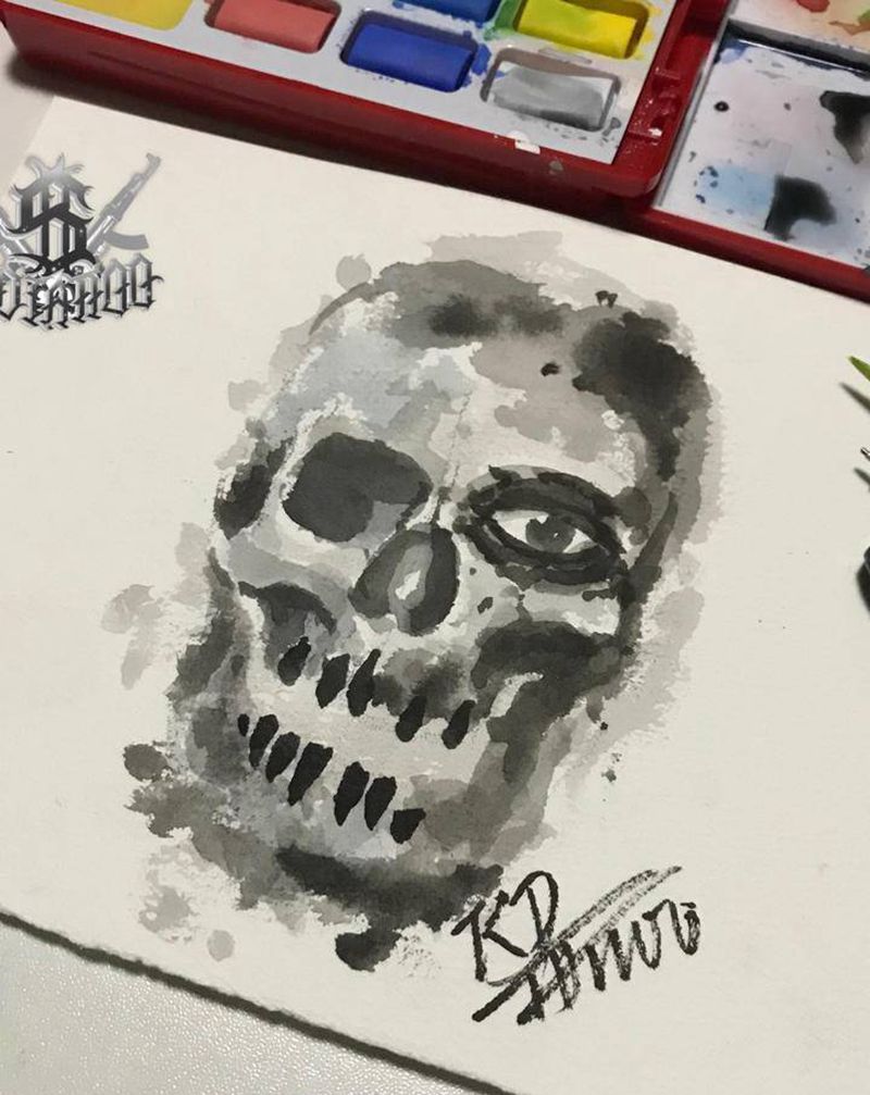 泪目纹身图片_水彩纹身图案