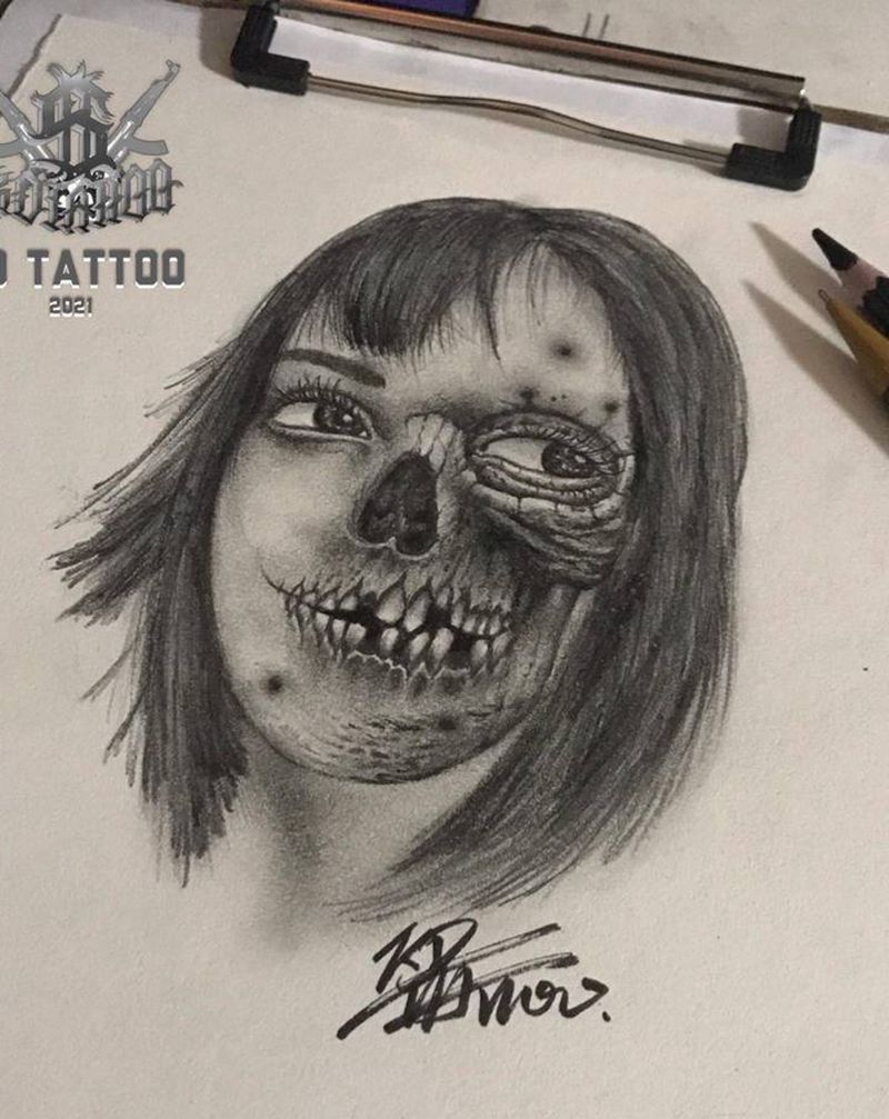 骷髅纹身图片_欧美写实纹身图案