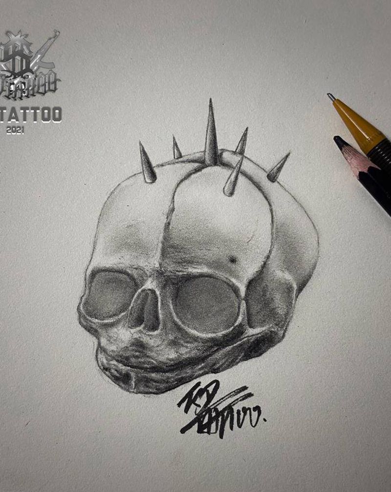 骷髅纹身图片_欧美写实纹身图案