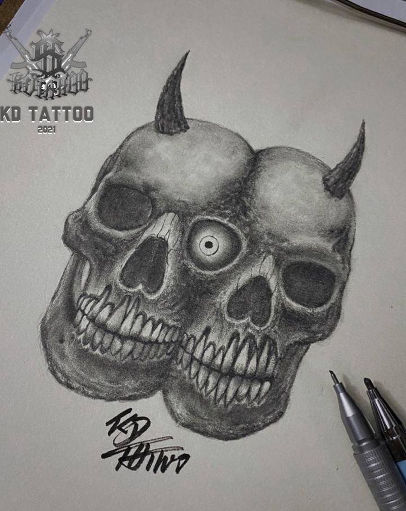 骷髅纹身图片_欧美写实纹身图案