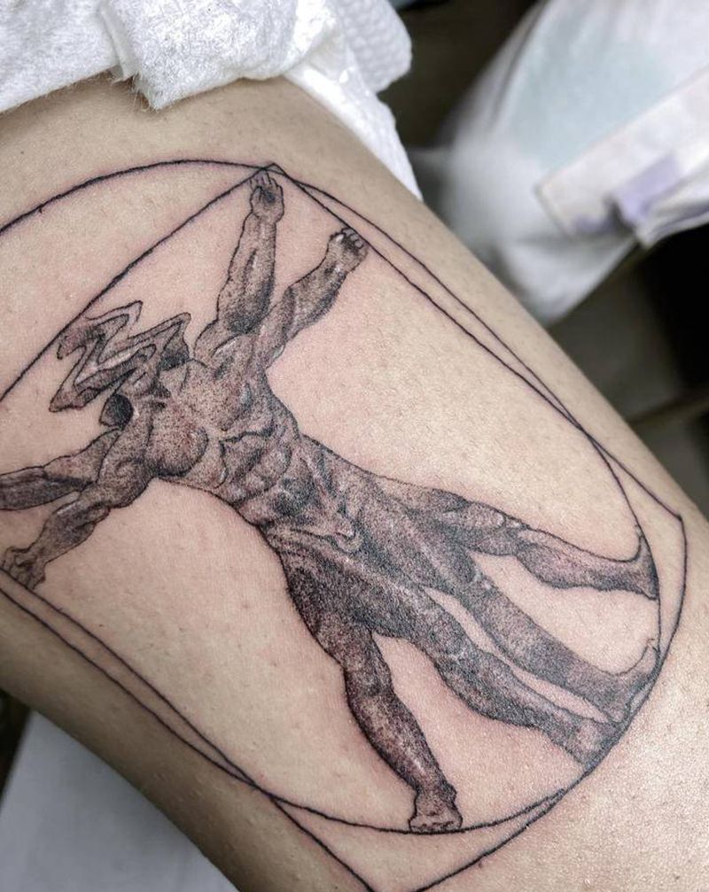 艺术感纹身图片_腿部纹身图案