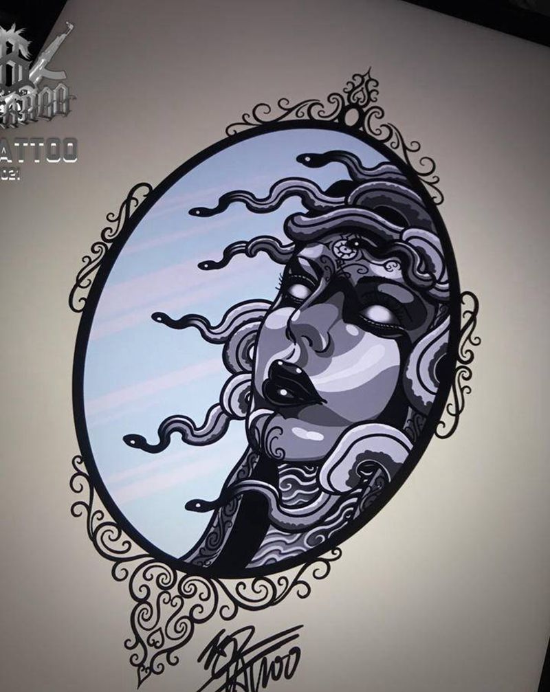 美杜莎纹身图片_New SchoolOld School纹身图案