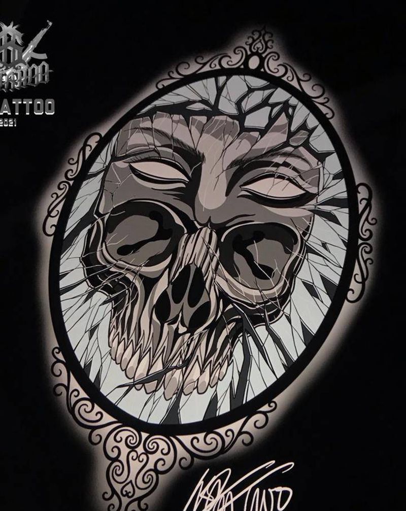 骷髅纹身图片_New School骷髅纹身图案