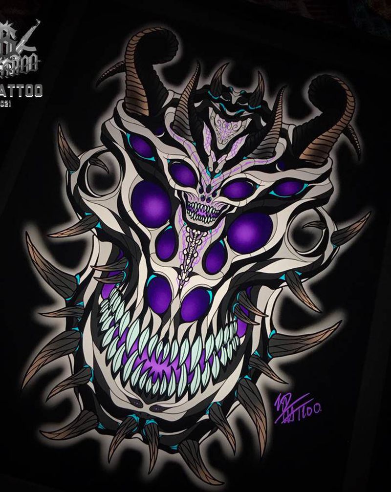 恶魔纹身图片_New School恶魔纹身图案