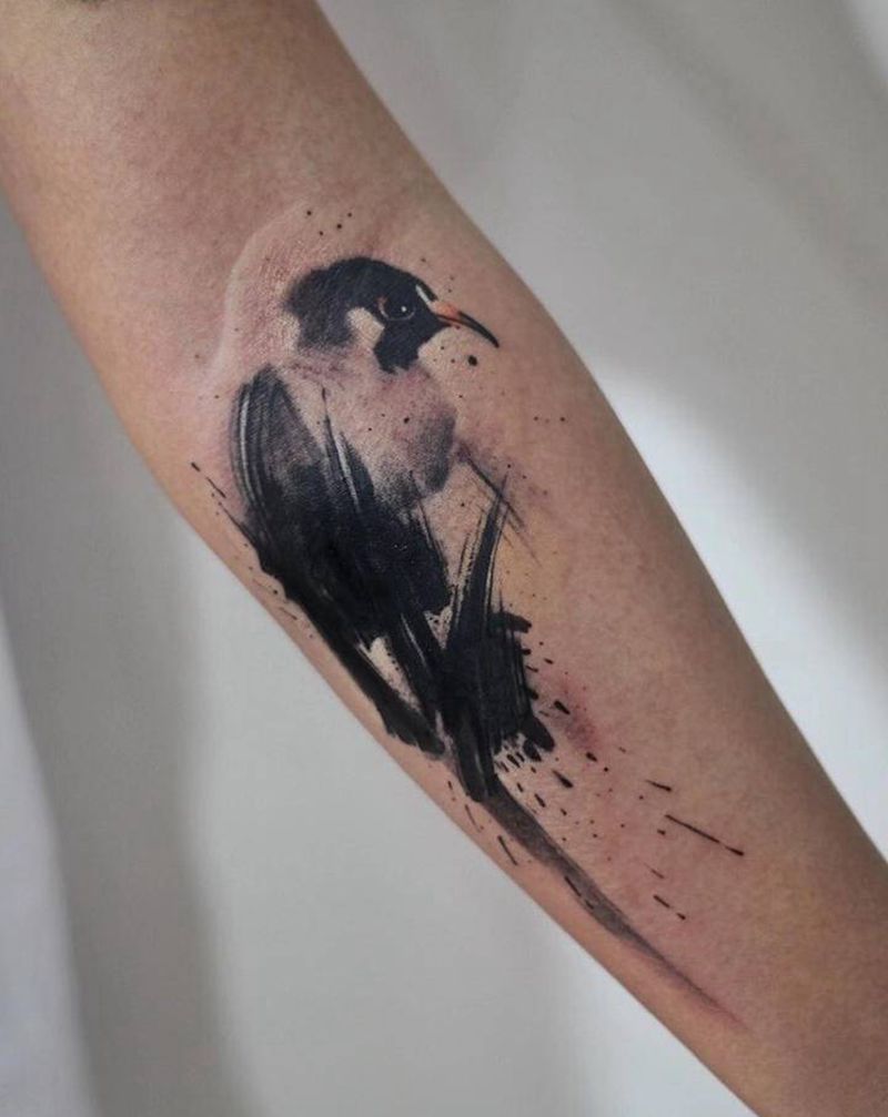 水墨纹身遮盖纹身图片_手臂水墨遮盖纹身图案