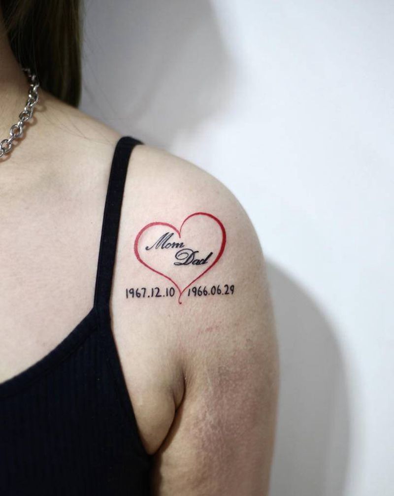 爱心纹身图片_肩部小清新纹身图案