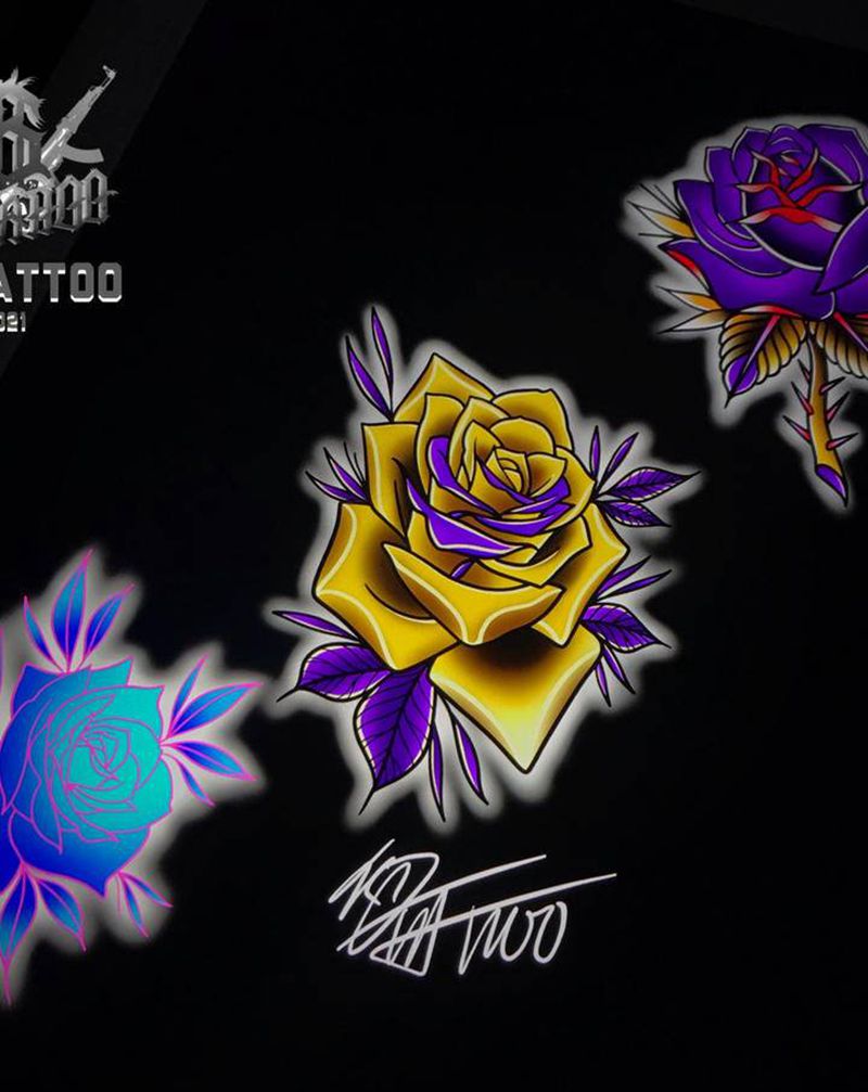 rose纹身图片_Old School纹身图案