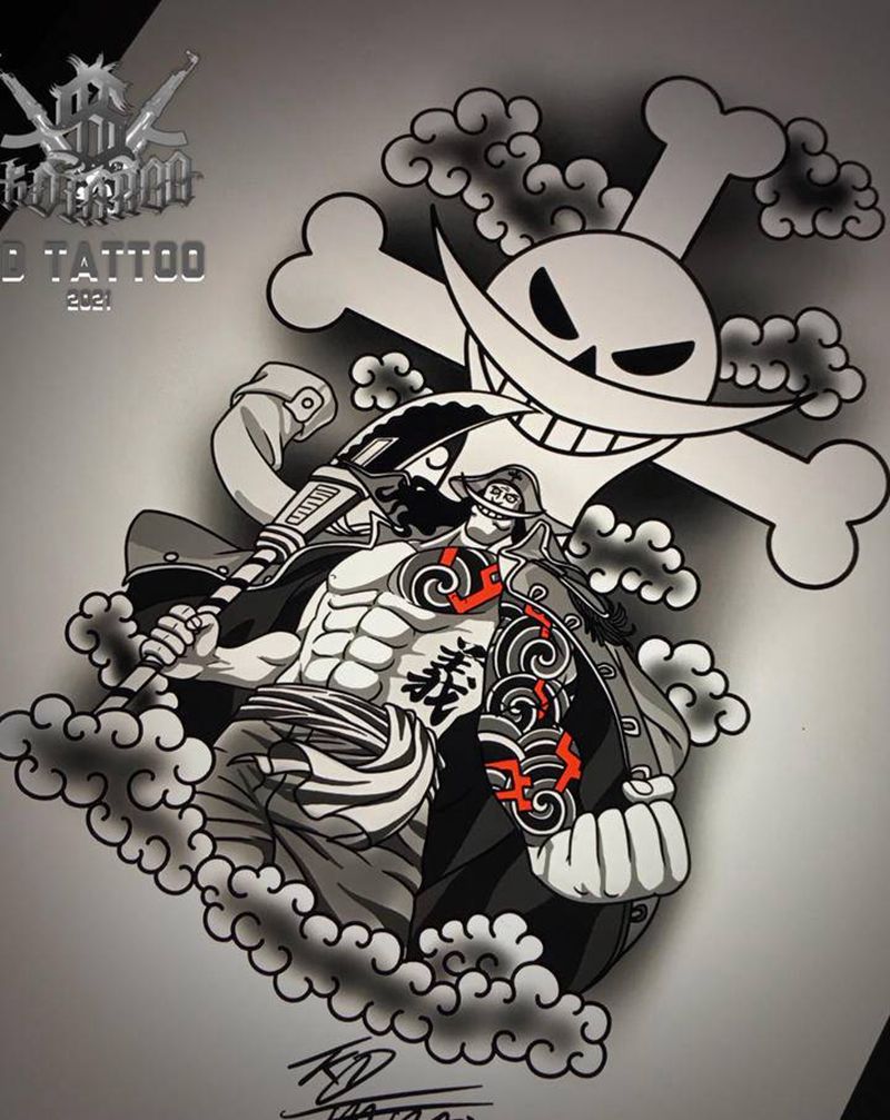 够爹纹身图片_New SchoolOld School海贼王纹身图案