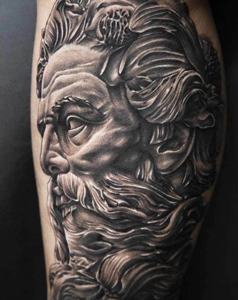 波塞东纹身图片_欧美写实纹身图案