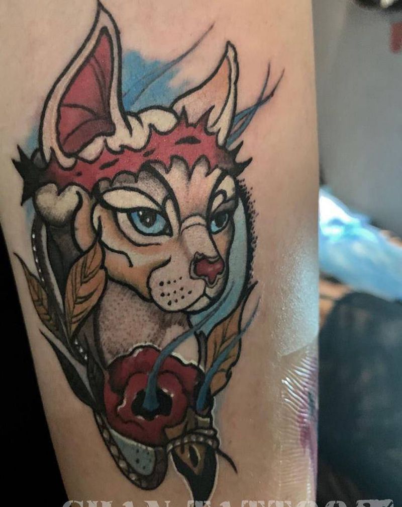 猫纹身图片_New School纹身图案