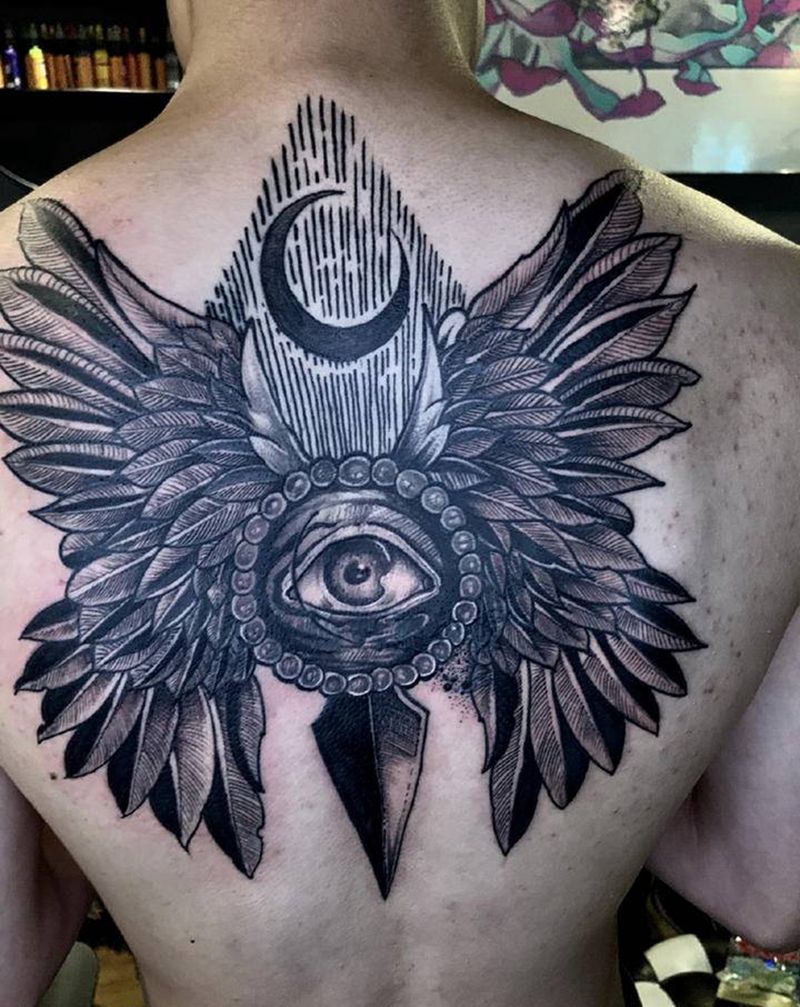 暗黑翅膀遮盖纹身图片_New School纹身图案