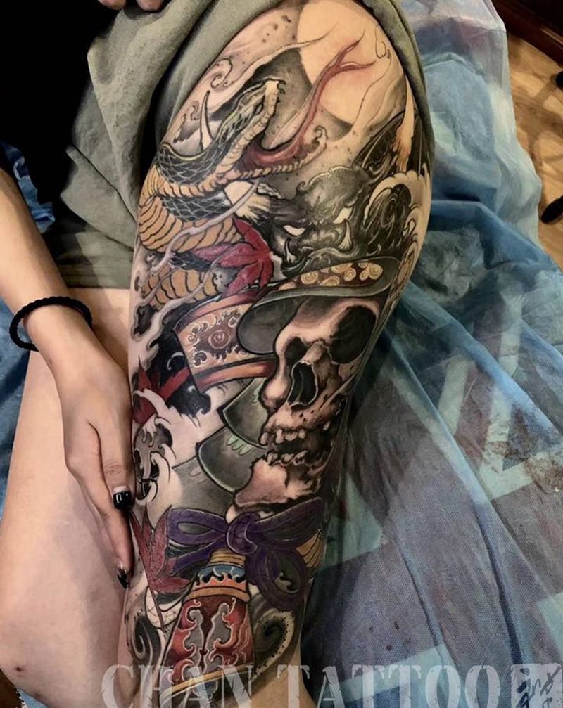 武士的灵魂纹身图片_新传统纹身图案