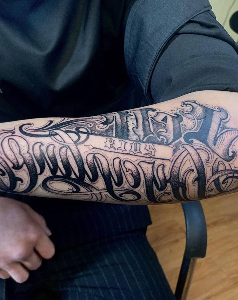 花体纹身图片_花体字纹身图案