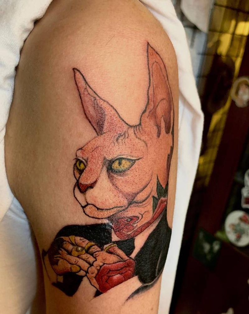 猫纹身图片_New School纹身图案