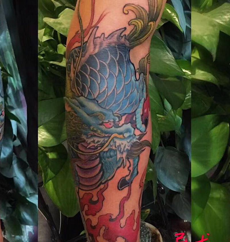 麒麟纹身图片_手臂纹身图案