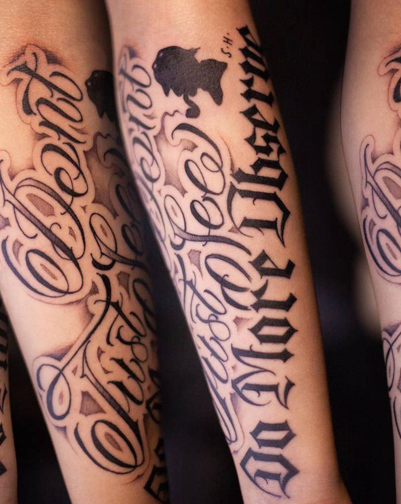 Sherlock Holmes纹身图片_手臂手部花体字纹身图案