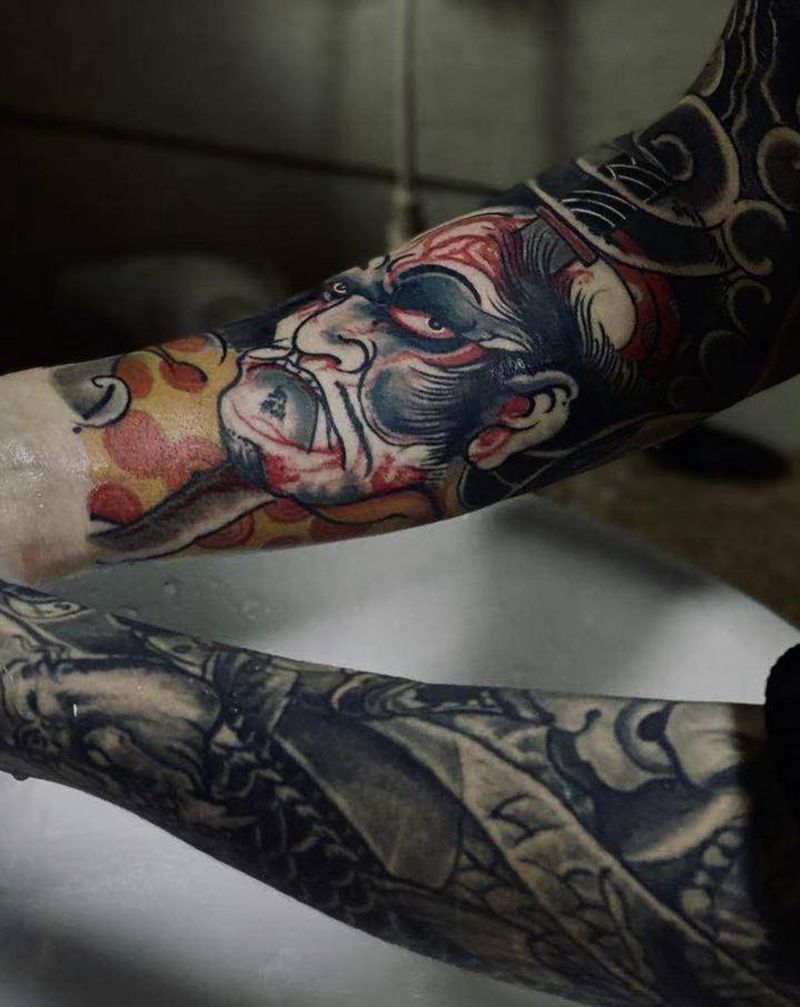 老传统花臂纹身图片_老传统纹身图案