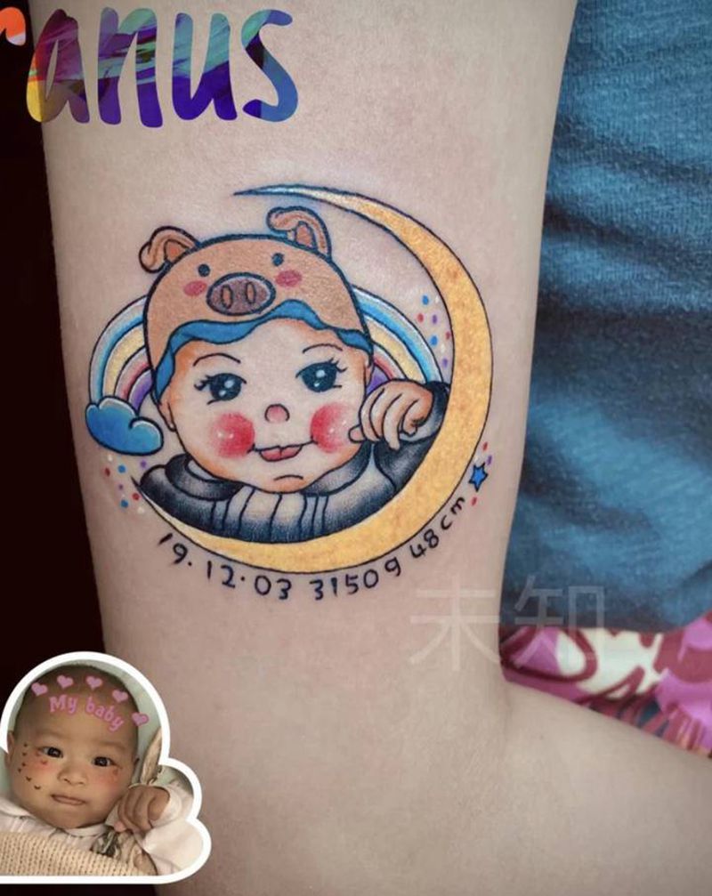 属猪的BB纹身图片_手臂纹身图案