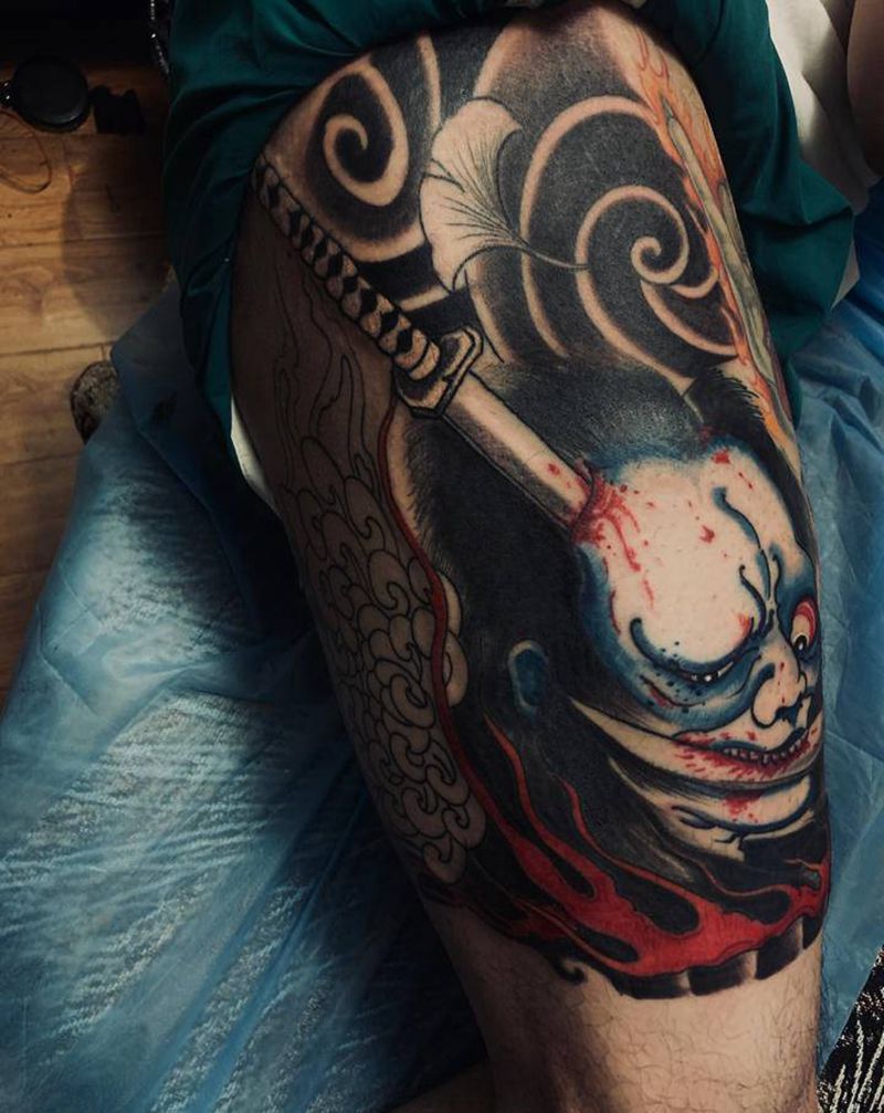 妖怪生首纹身图片_新传统纹身图案