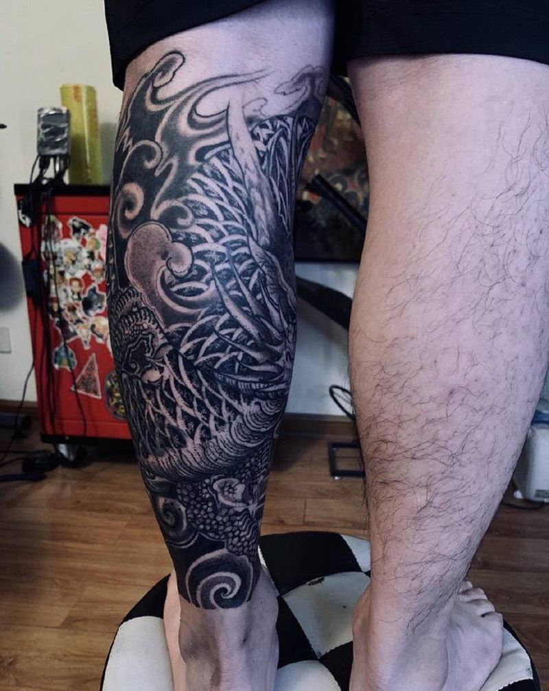 苍龙(遮盖)纹身图片_新传统纹身图案