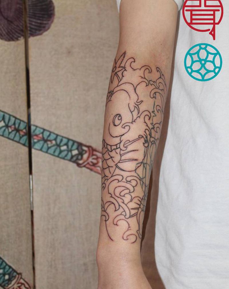 鲤鱼纹身图片_手臂老传统鲤鱼日式纹身图案