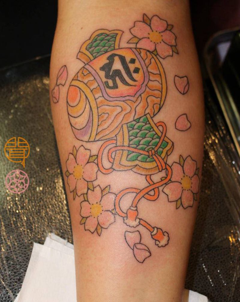 福槌纹身图片_手臂老传统福槌日式纹身图案