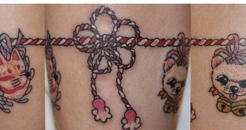 日式手环纹身图片_手臂老传统日式手环可爱纹身图案