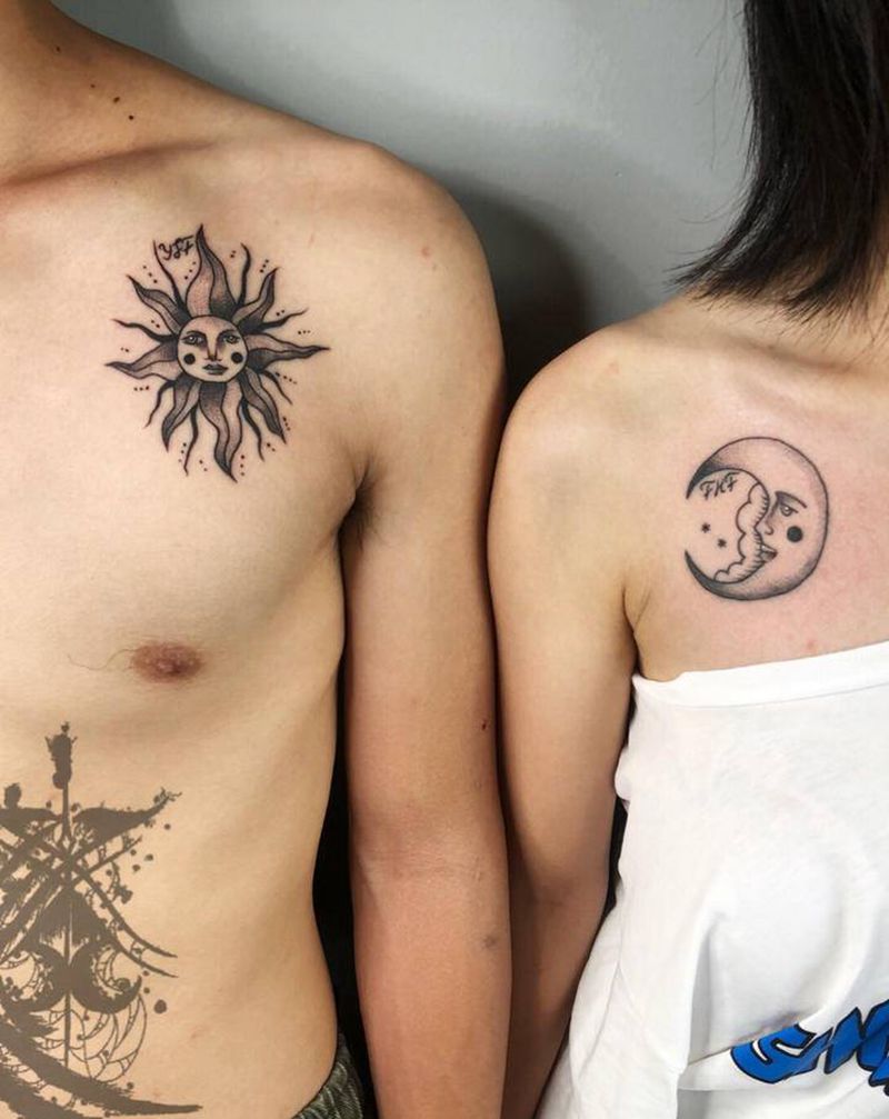 情侣纹身图片_肩部纹身图案