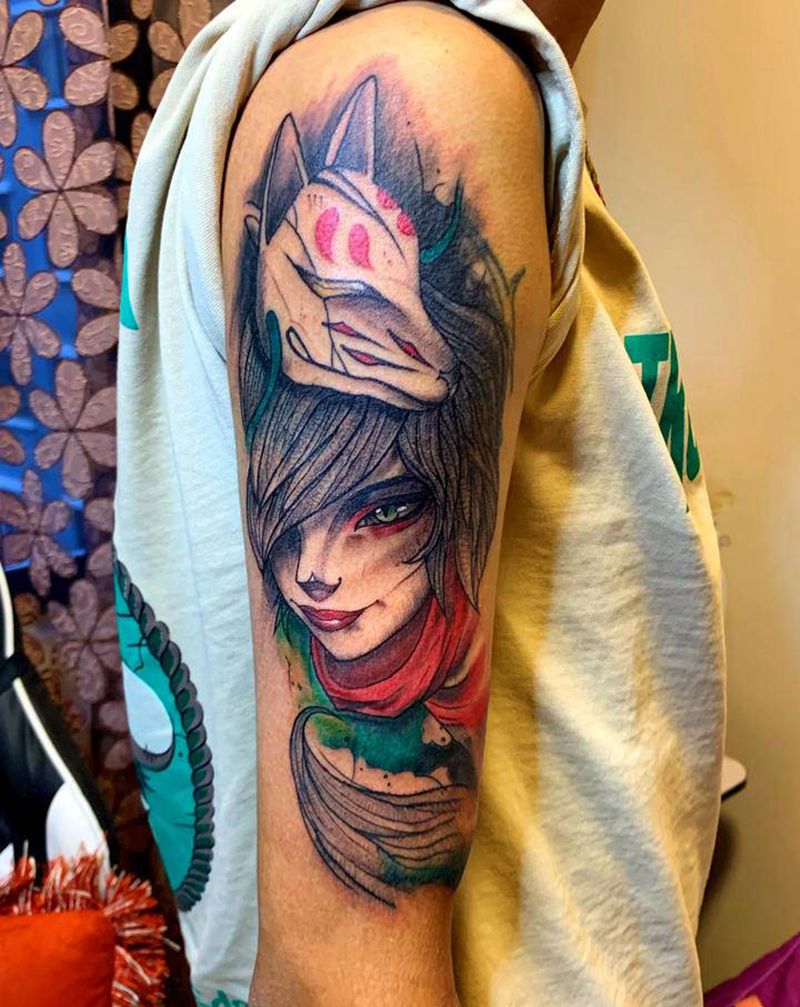 未完成动漫角色遮盖纹身图片_手部New School点刺纹身图案